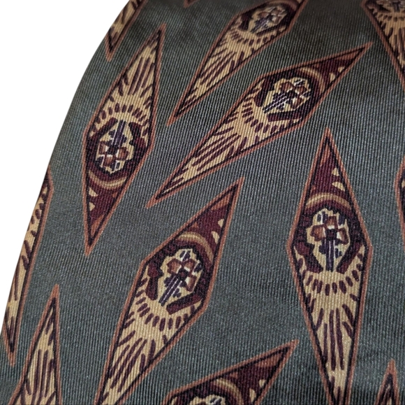 Robert Talbott Studio Nordstrom Silk Neck Tie Vintage Pattern Green Grey Maroon - Picture 3 of 5